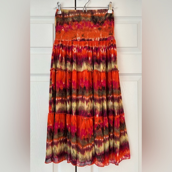 BCX Skirt Multi Color Tie-Dye Ruffled Lined Sz S - Picture 1 of 8